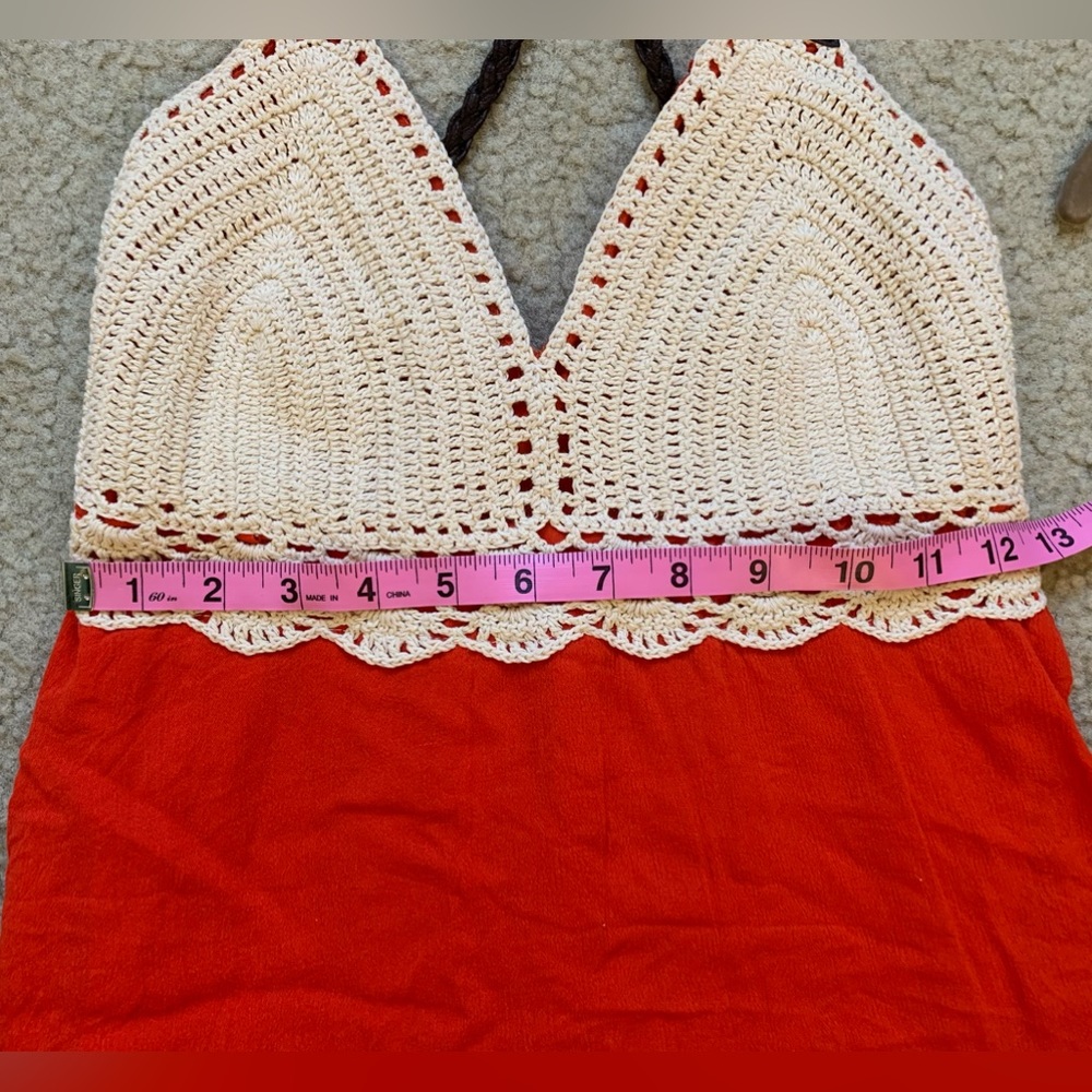 Shyanne Crocheted Front Mini Dress-Tiered Layers-Size Medium-Braided Straps - Picture 10 of 10